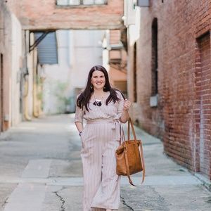 VETTA Capsule Wrap Jumpsuit - Sand Stripe - Size L